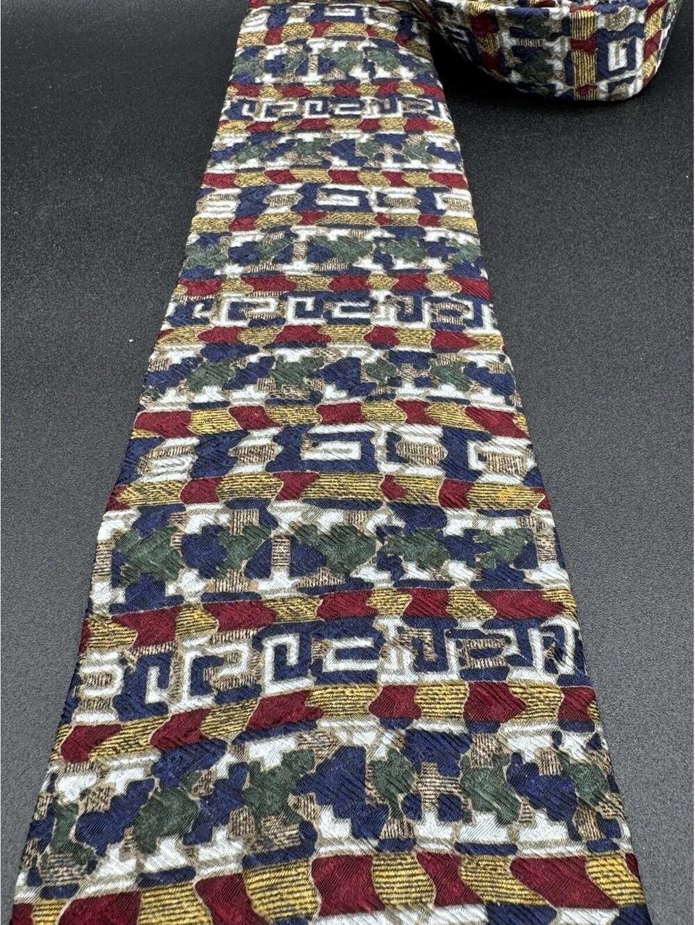 Vintage XMI Silk Tie Kositchek’s USA Geometric 58.5” x 4” Retro